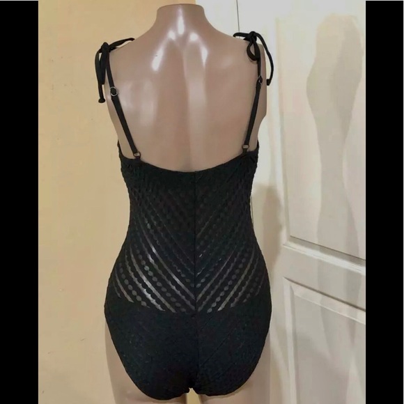 Robin Piccone Carly Crochet Mesh V-Neck Swimsuit - Picture 3 of 3